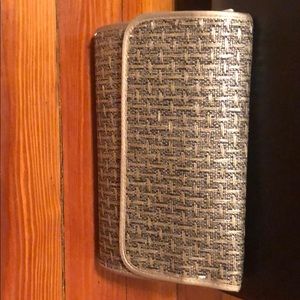 Large gold/black metallic clutch